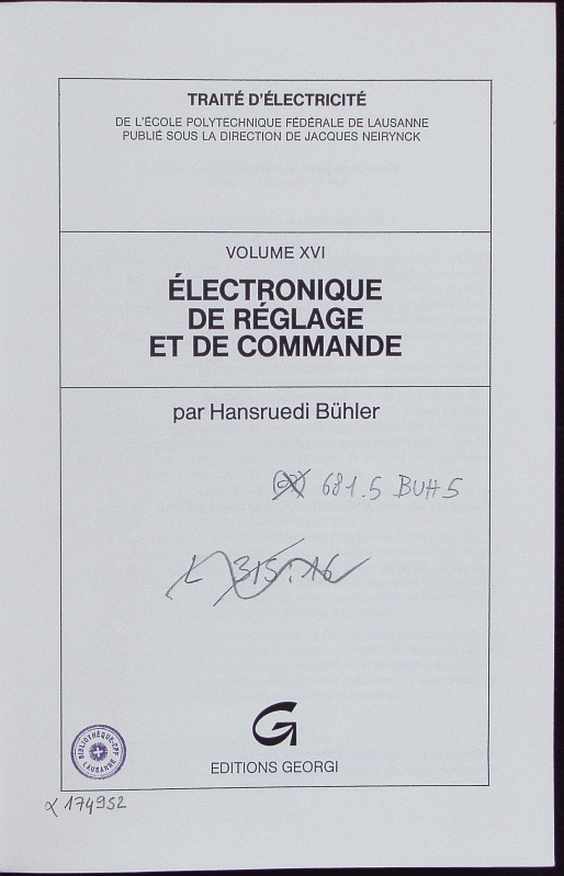 Traité d'électricité de L'École Polytechnique Fédérale de Lausanne. - J. D., Chatelain