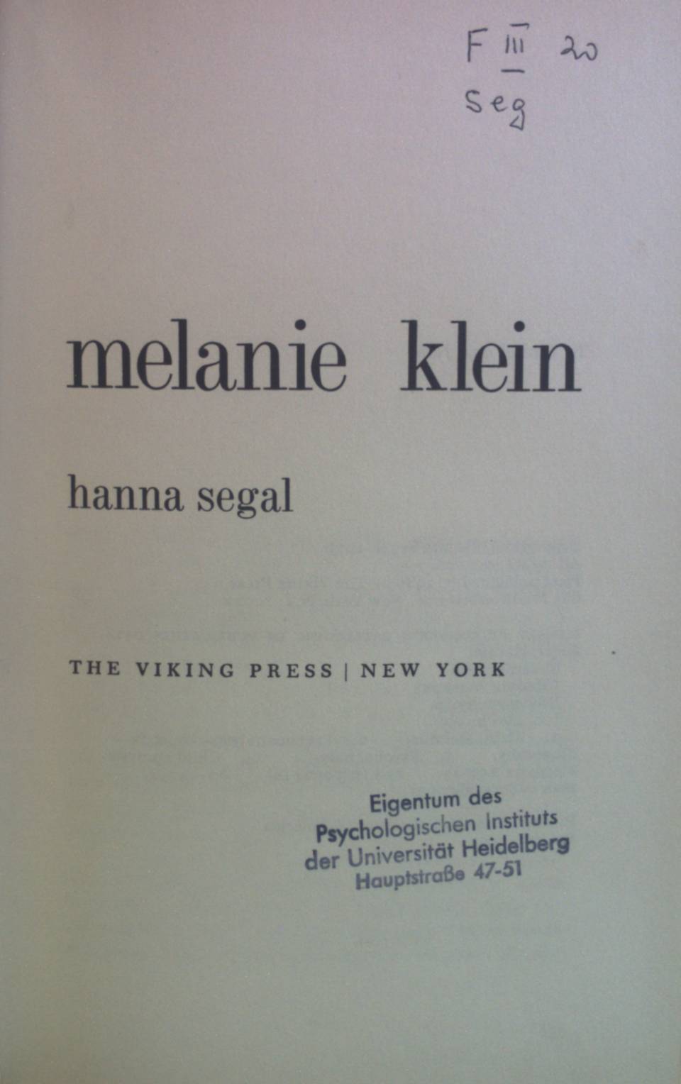 Melanie Klein. Modern Masters. - Segal, Hanna