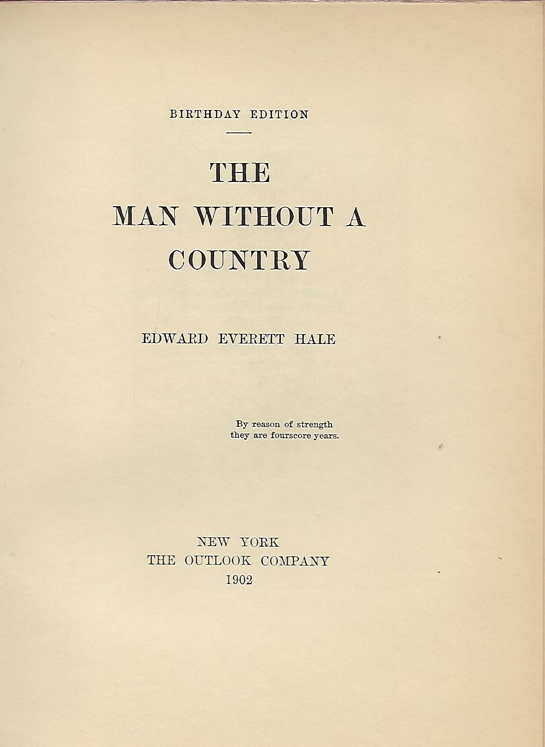 THE MAN WITHOUT A COUNTRY - HALE, Edward Everett