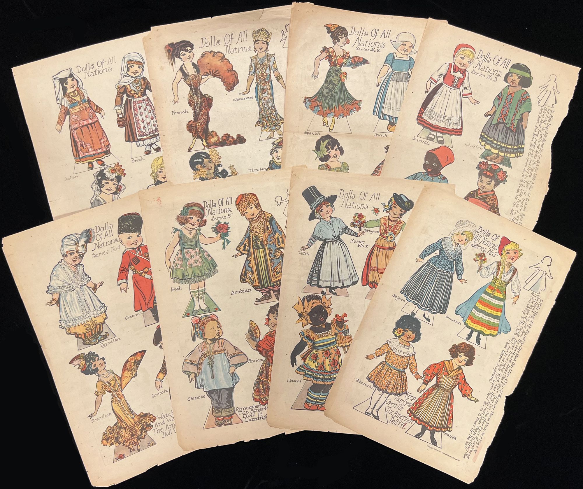 Twenty-eight (28) Uncut "Dolls of All Nations" Newspaper Supplements Penny Ross, illus [ ]