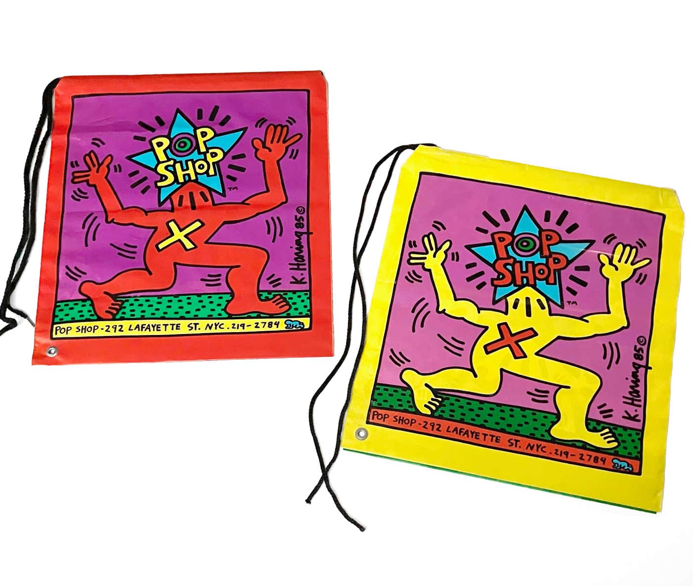 Original 1980s Keith Haring Pop Shop bags set of 2 (Keith Haring pop shop) Keith Haring [Very Good]