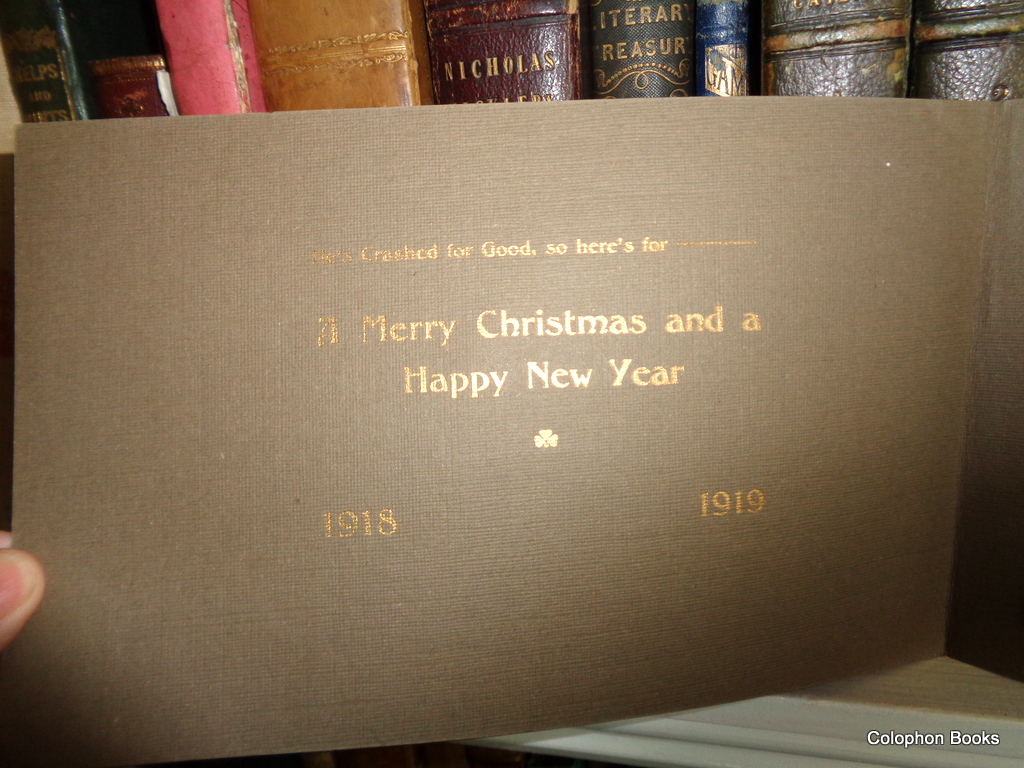 RAF 1918. 213 Squadron, Flanders 1918 Christmas Greetings card with colour artwork by Air-Ace Ronald Graham DSC+ Bar. RNAS Flt Lt Ronald Graham [Fine