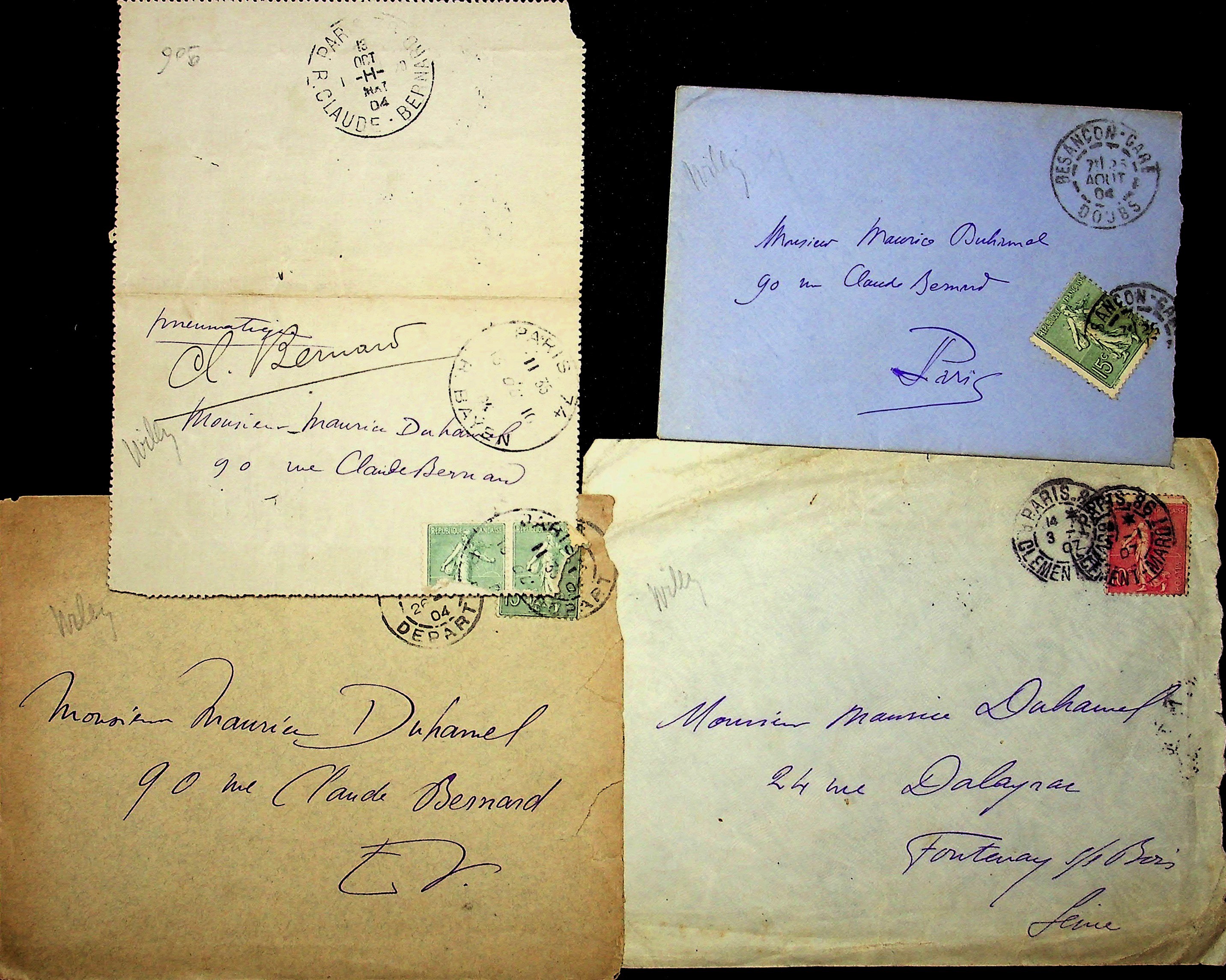Lettre autographe signée à Maurice Duhamel Henry Gauthier-Villars dit Willy (1859-1931), écrivain. [Bon] [Couverture rigide]