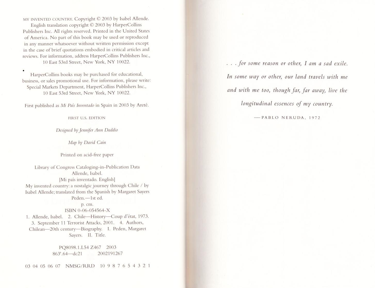 My Invented Country, A Nostalgic Journey Through Chile by Allende