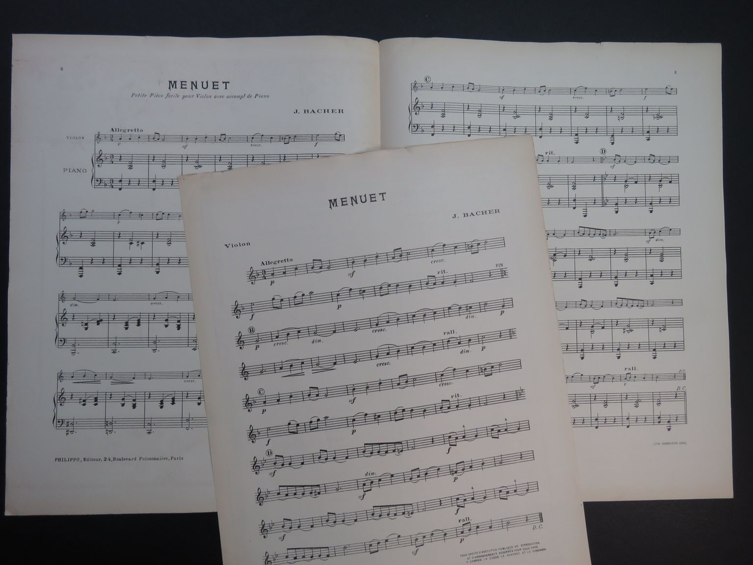 BACHER J. Menuet Piano Violon BACHER J. Menuet Piano Violon [ ]
