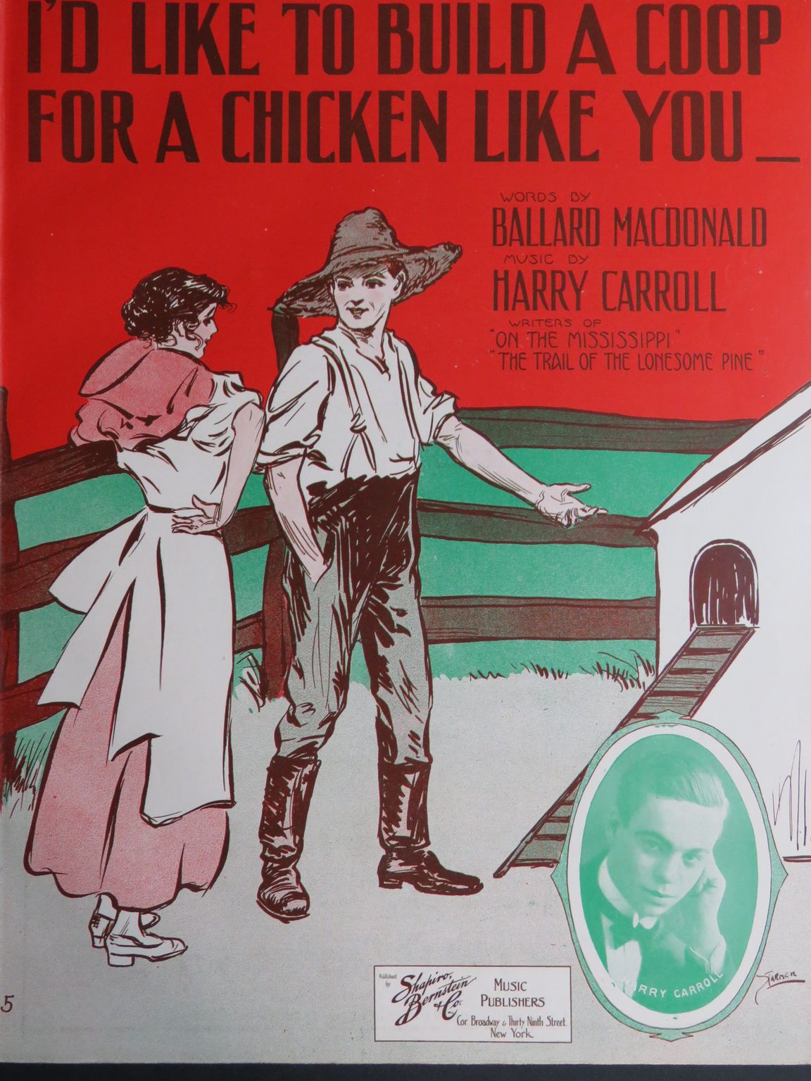 CARROLE Harry I'd Like To Build A Coop For A Chicken Like You Chant Piano 1913 CARROLE Harry I'd Like To Build A Coop For A Chicken Like You Chant Pi