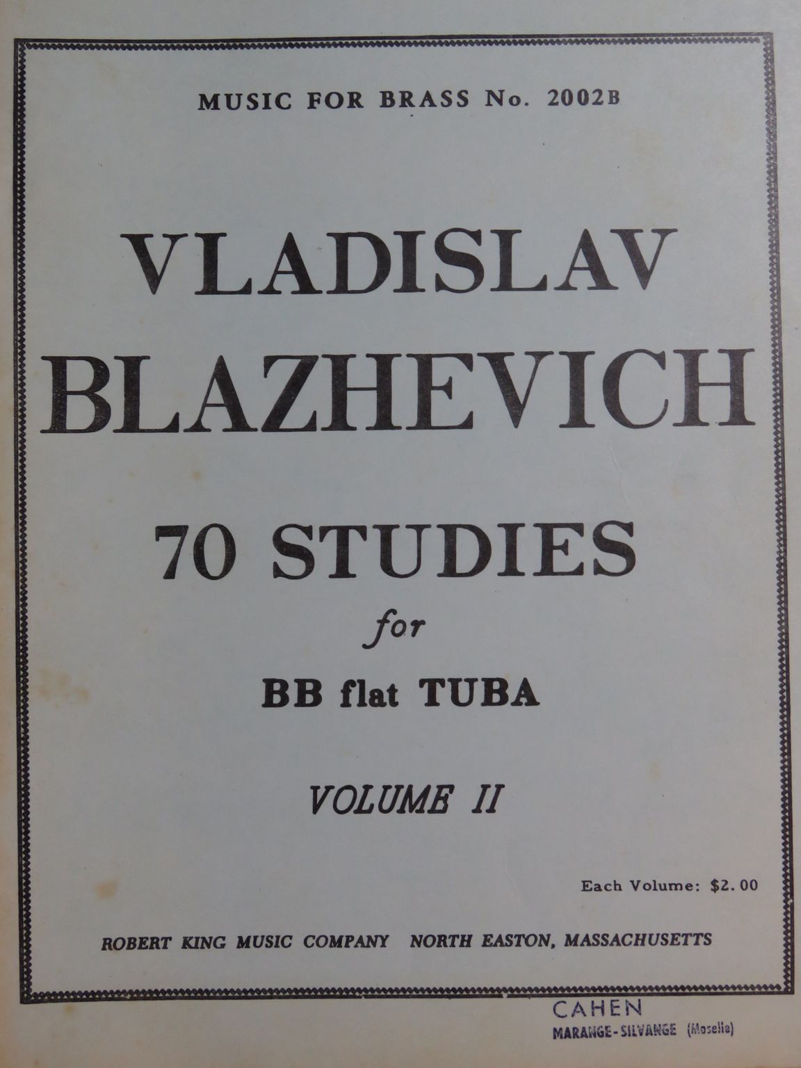 BLAZHEVICH Vladislav Studies Volume 2 BB flat Tuba 1968 by