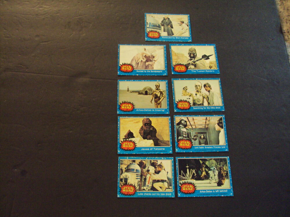 9 Vintage Star Wars Cards Blue Series 1977 #14-22: See Pic 9 Vintage Star Wars Cards Blue Series 1977 #14-22: See Pic