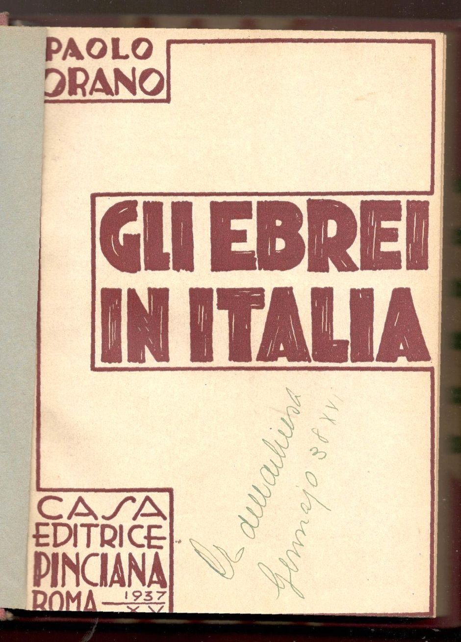 Gli ebrei in Italia by ORANO, Paolo: (1937) | Libreria antiquaria ...