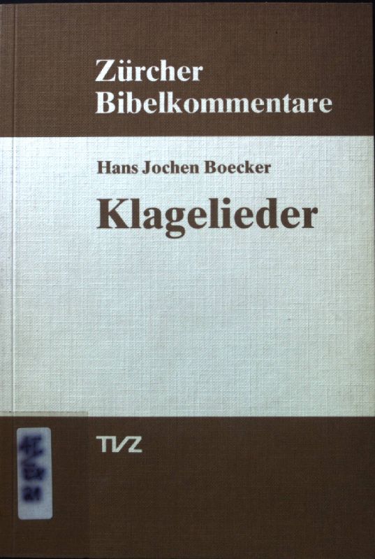 Klagelieder. Zürcher Bibelkommentare AT ; 21 - Boecker, Hans Jochen