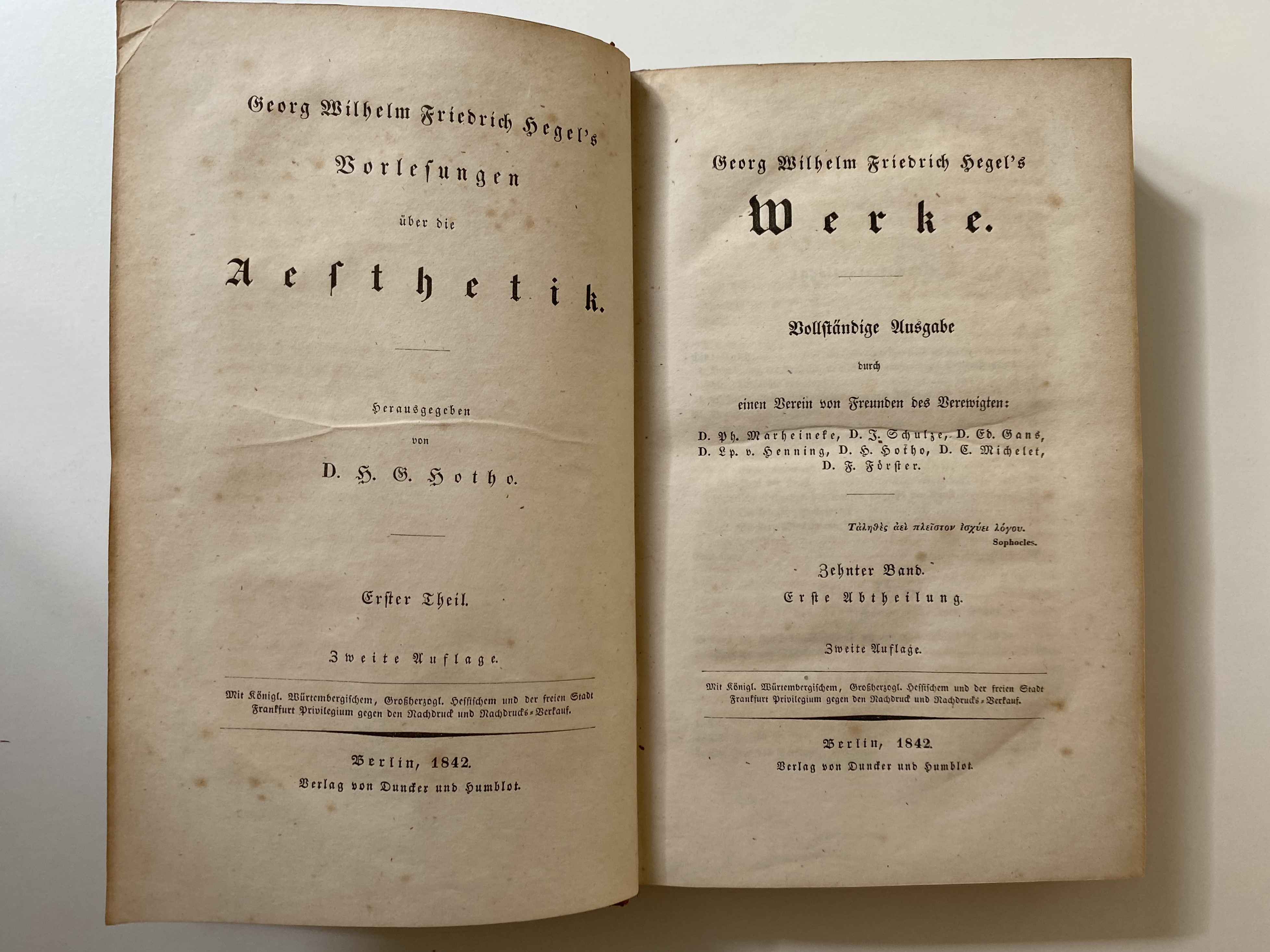 Vorlesungen über die Aesthetik. von Hegel, Georg Wilhelm Vorlesungen über die Aesthetik. von Hegel, Georg Wilhelm