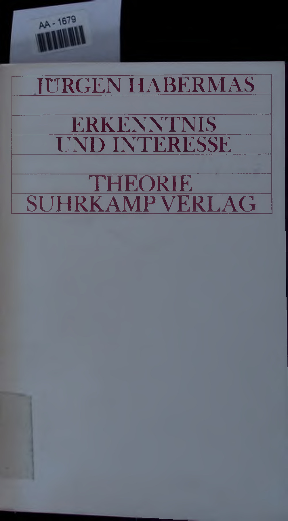 ERKENNTNIS UND INTERESSE. - HABERMAS, JÜRGEN