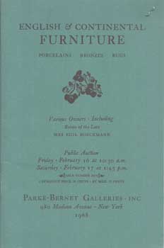 English & Continental Furniture, Porcelains, Bronzes, Rugs, 1968. Auction #2655 Lot #s 1-296. Parke-Bernet Galleries Inc. (New York) [Good]