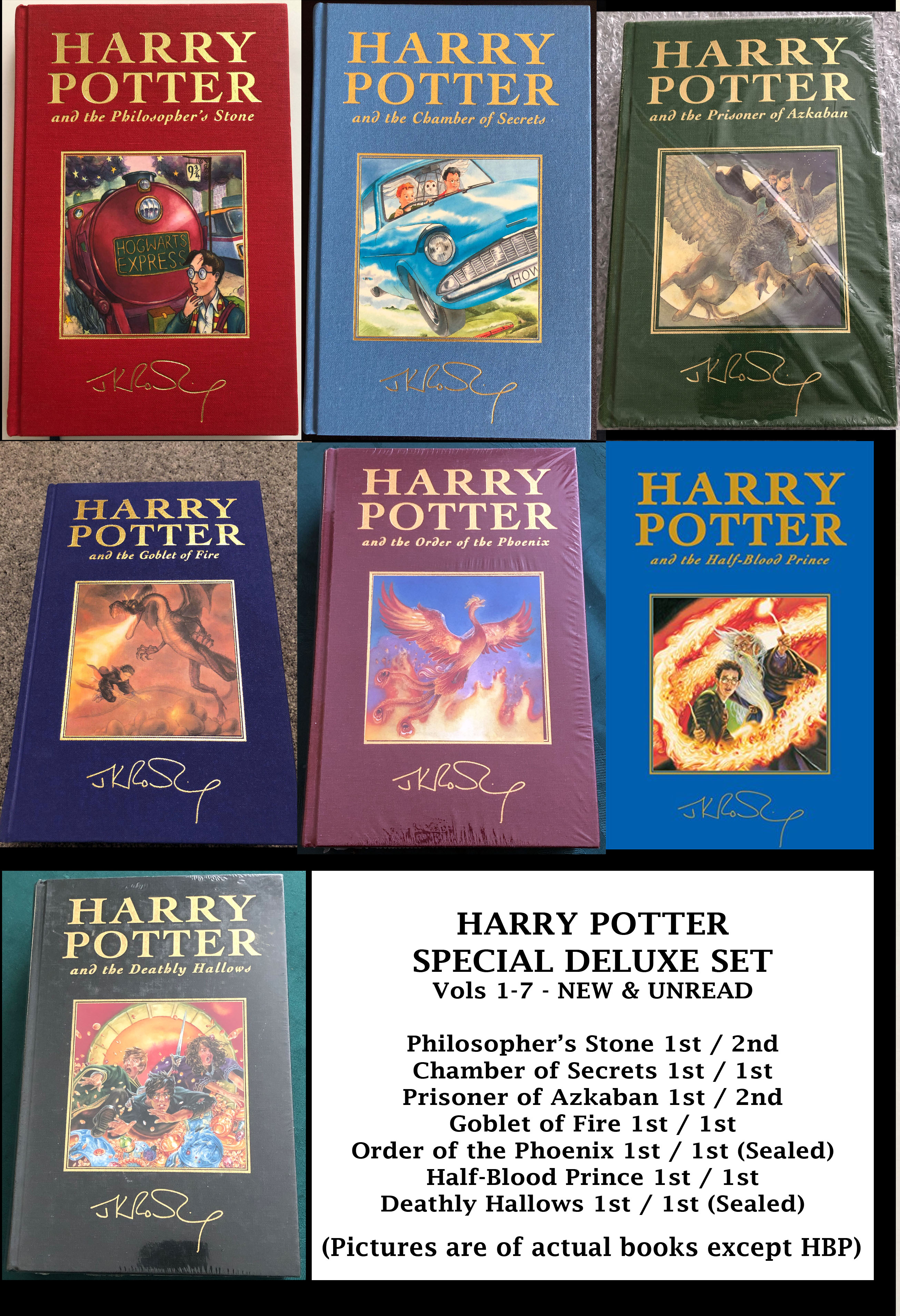 1-st Edition Harry Potter Full Book Set Volumes 1-7 Hardcover