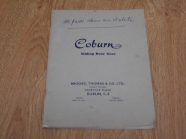 Brooks Thomas & Co. Ltd Builders' Providers Sackville Place Dublin General Trade Catalogue Trade Catalogue No. 51 of Coburn System Sliding Door Gear