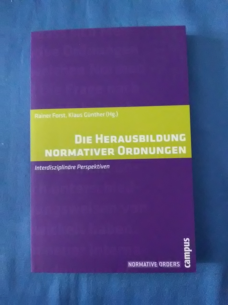 Die Herausbildung normativer Ordnungen : interdisziplinäre Perspektiven. Rainer Forst ; Klaus Günther (Hg.) / Normative orders ; Bd. 1. - Forst, Rainer (Herausgeber) und Klaus (Herausgeber) Günther