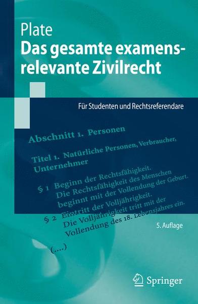 Das gesamte examensrelevante Zivilrecht: Für Studenten und Rechtsreferendare (Springer-Lehrbuch) - Plate, Jürgen und Mark-Oliver Otto