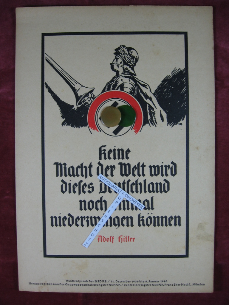 Wochenspruch der NSDAP, 31. Dezember 1939 bis 6. Januar 1940 Keine