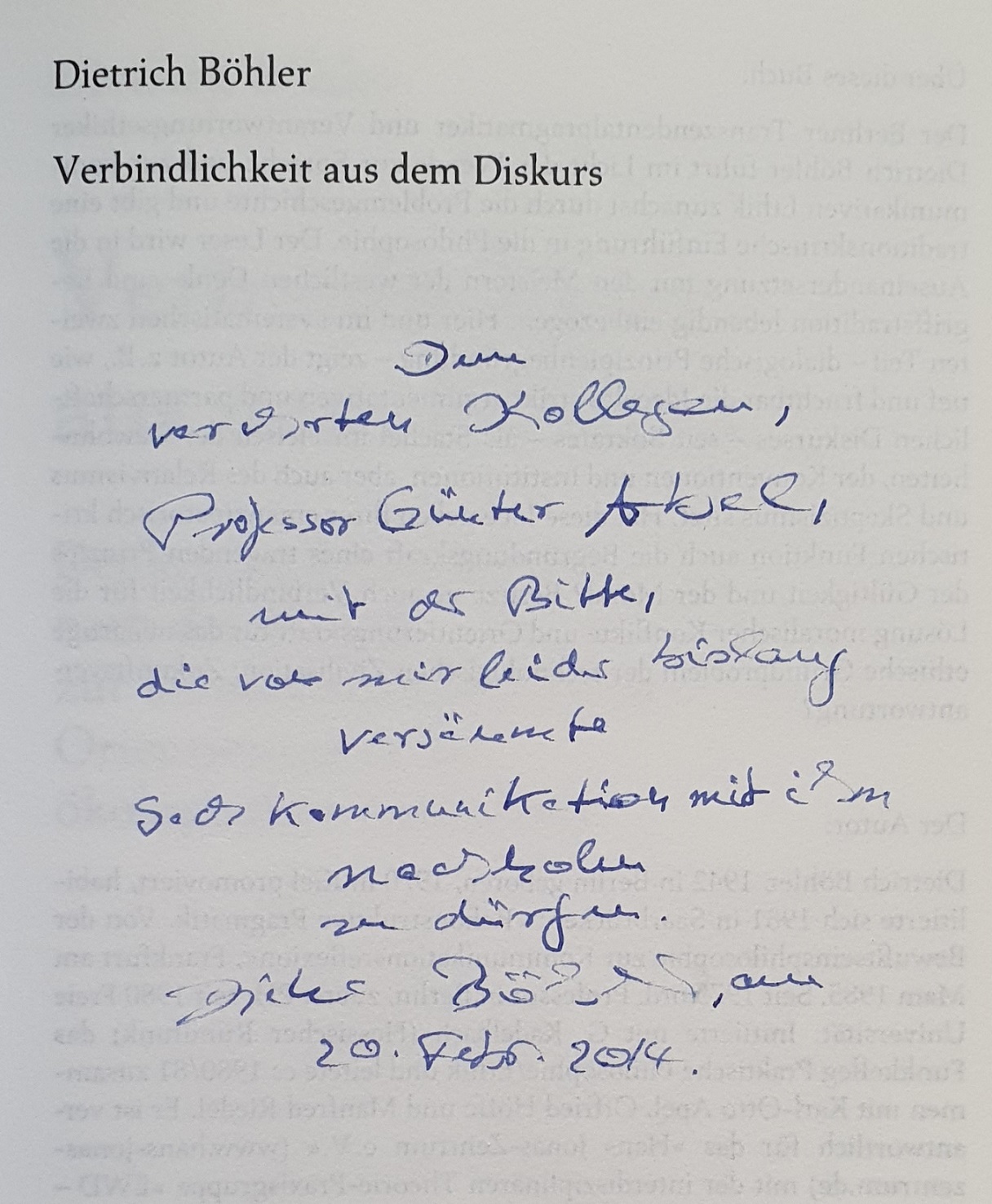 Verbindlichkeit aus dem Diskurs : Denken und Handeln nach der Wende zur kommunikativen Ethik - Orientierung in der ökologischen Dauerkrise. Alber Studienausgabe - Böhler, Dietrich