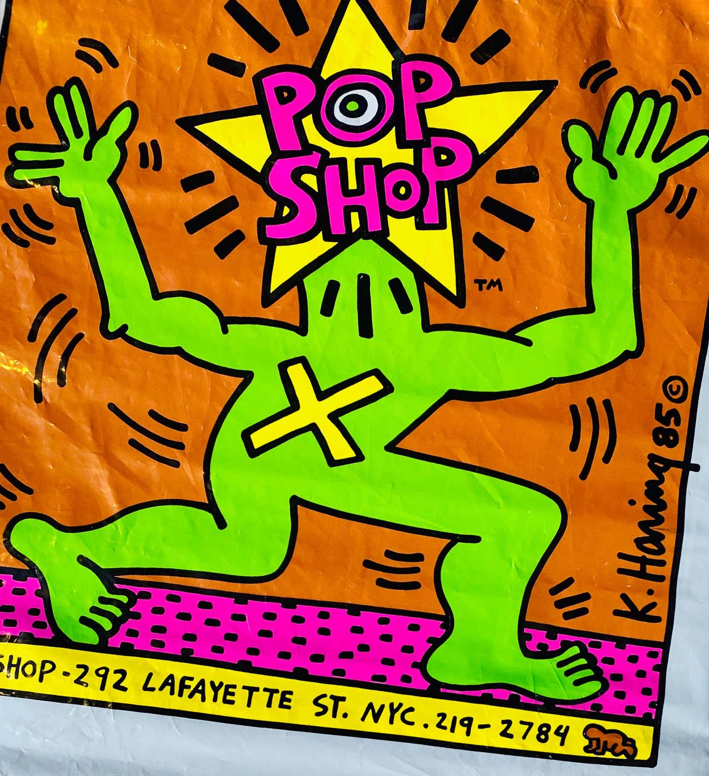 Original 1980s Keith Haring Pop Shop bag (Keith Haring pop shop New York) Keith Haring [Good]