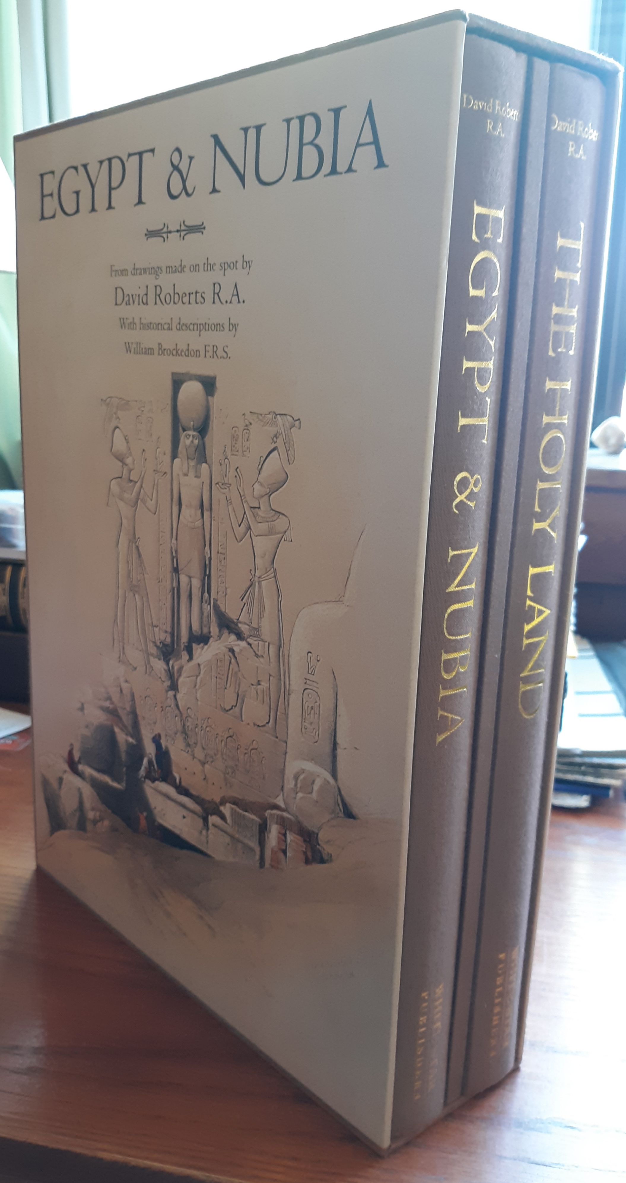 The Life, Works, and Travels of David Roberts R.A., Egypt & Nubia, The Holy Land (3 volume set in slipcase) From drawings made on the spot by David Roberts R.A. - David Roberts (artist), William Brockedon and George Croly (historical descriptions), Fabio Bourbon (text), Anna Galliani (graphic design)