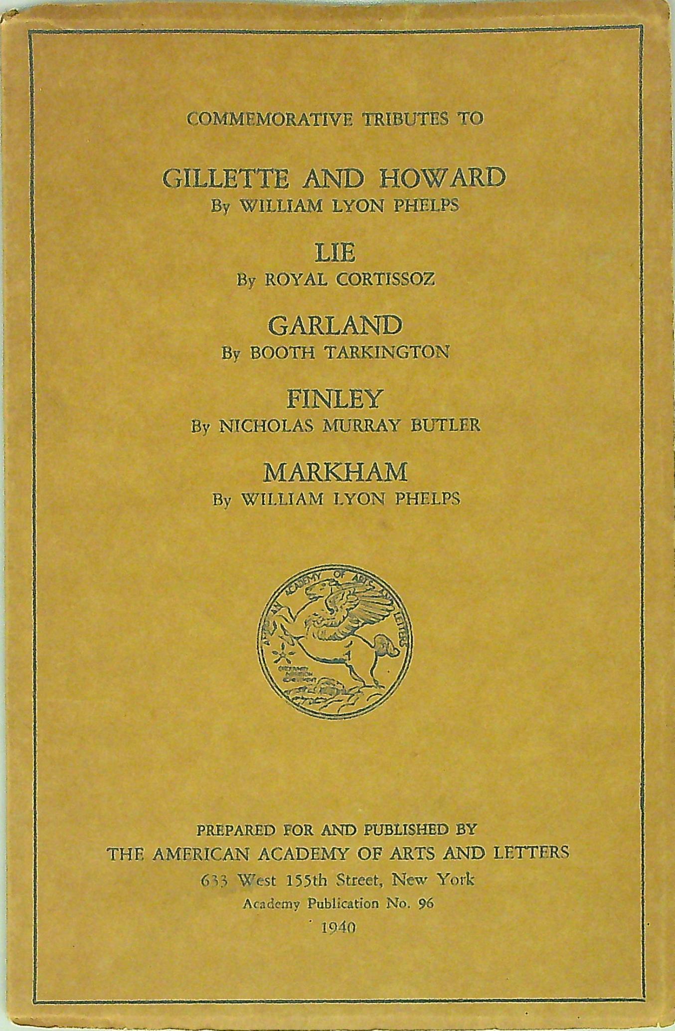 Commemorative Tributes to Gillette and Howard, by William Lyon Phelps