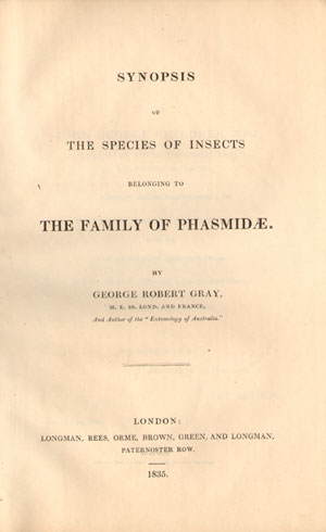 Synopsis of the species of insects belonging to the family of Phasmidae ...