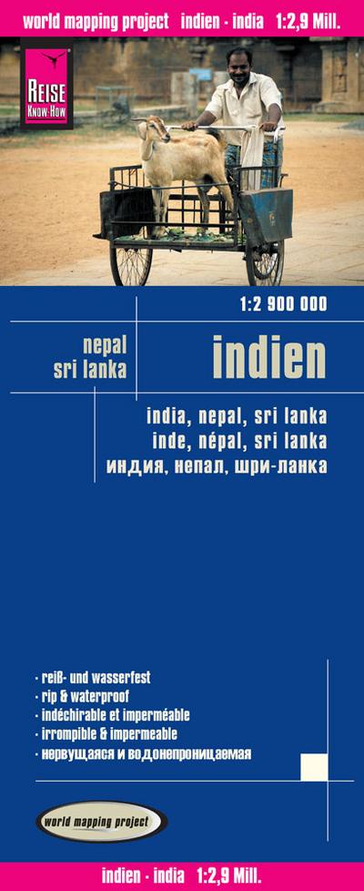 Reise Know-How Landkarte Indien (1:2.900.000) mit Nepal und Sri Lanka: worldmappingproject - Reise Know-How Verlag