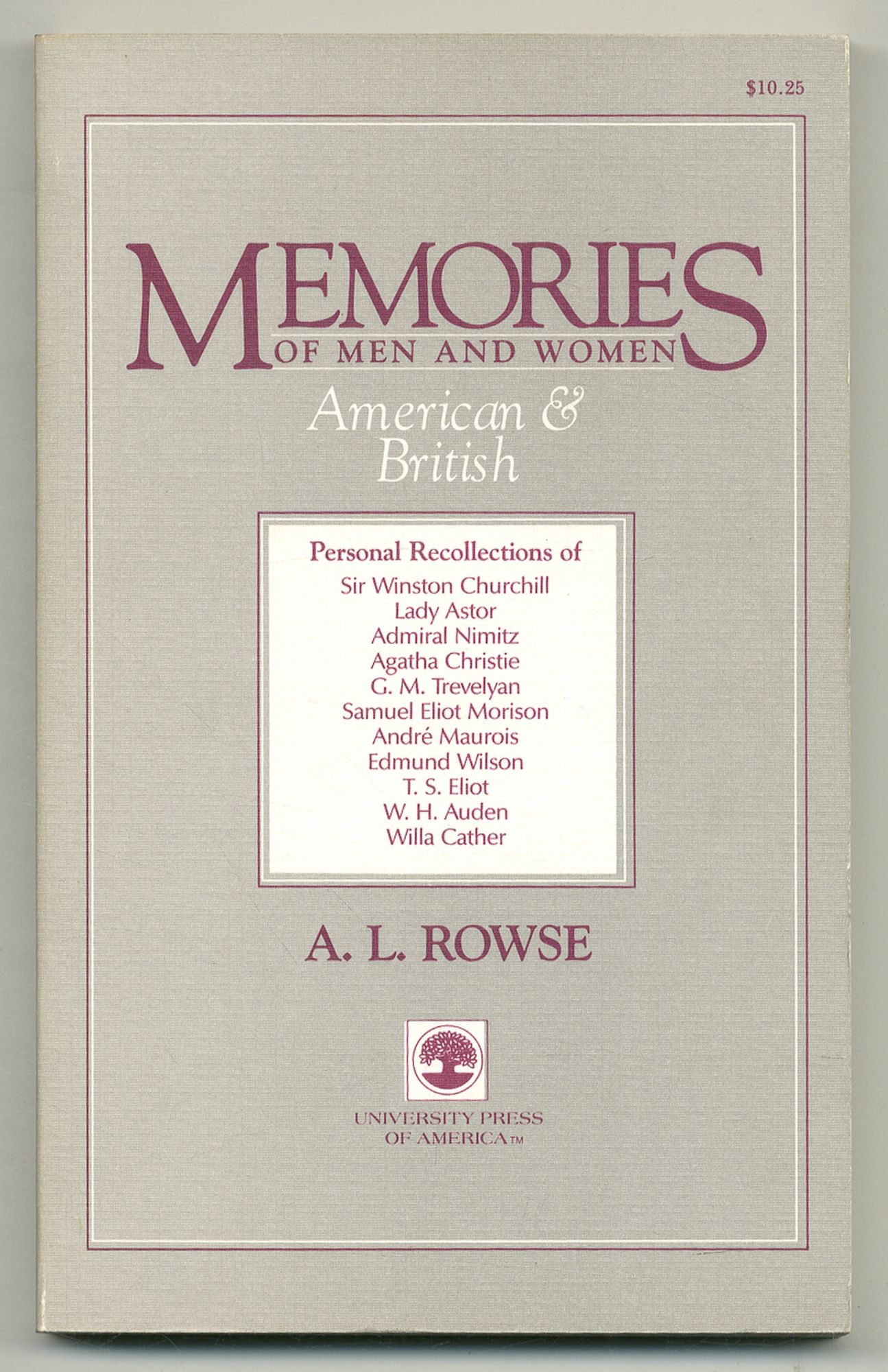 Memories of Men and Women: American and British - ROWSE, A.L.