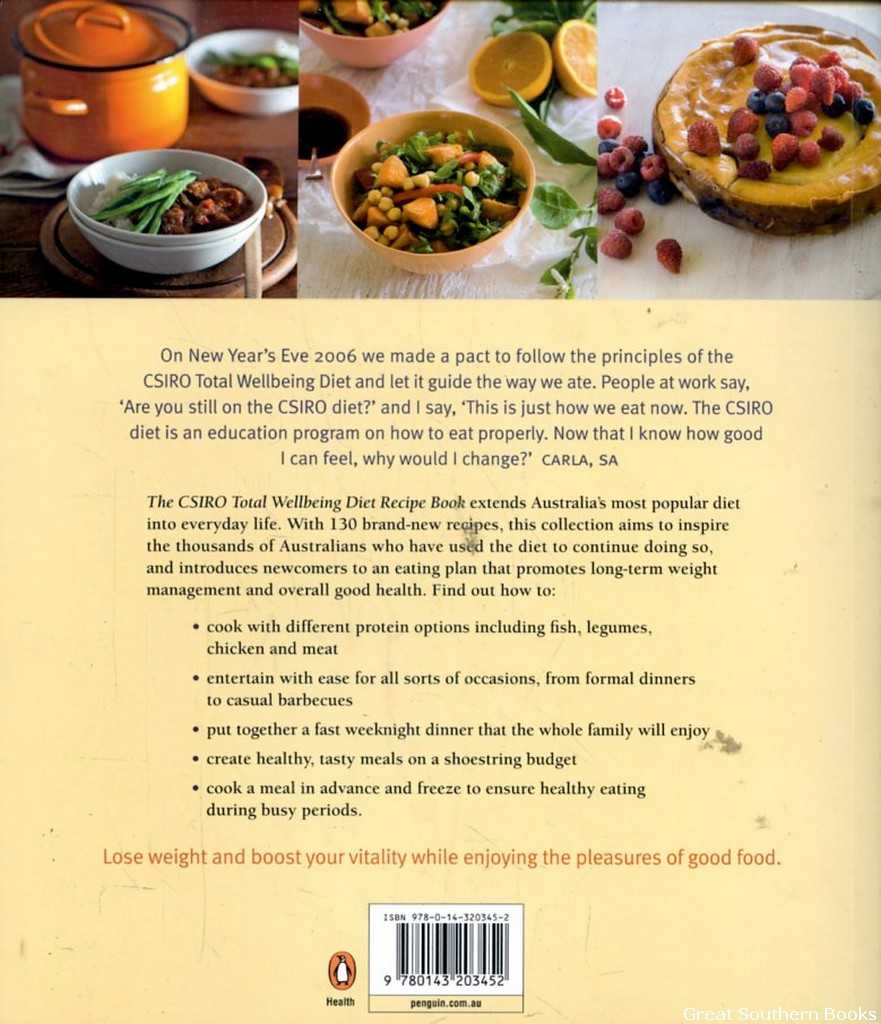 The CSIRO Total Wellbeing Diet Recipe Book By Noakes Manny Near Fine 