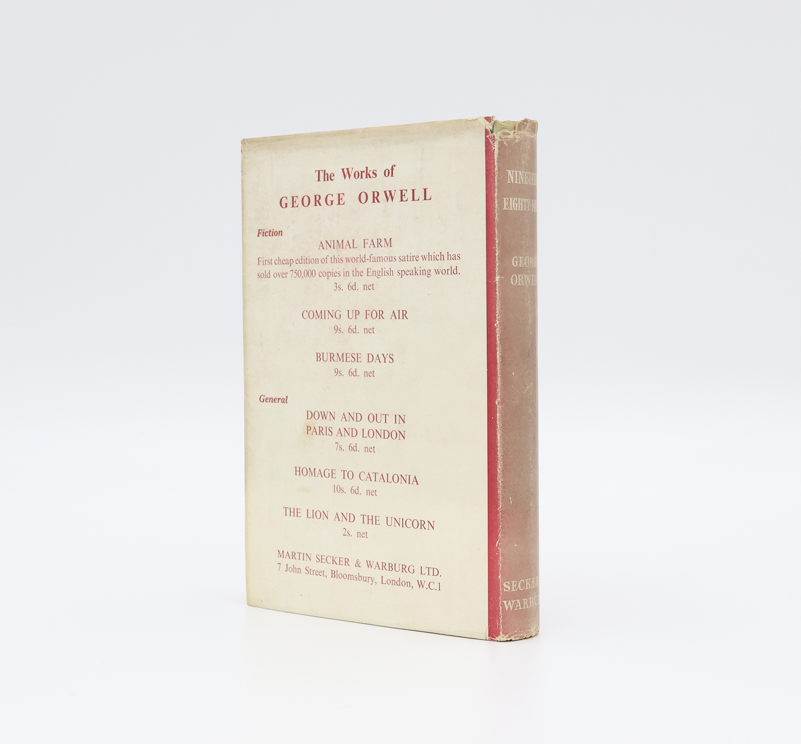 NINETEEN EIGHTY-FOUR by ORWELL, George; pseudonym of BLAIR, Eric Arthur