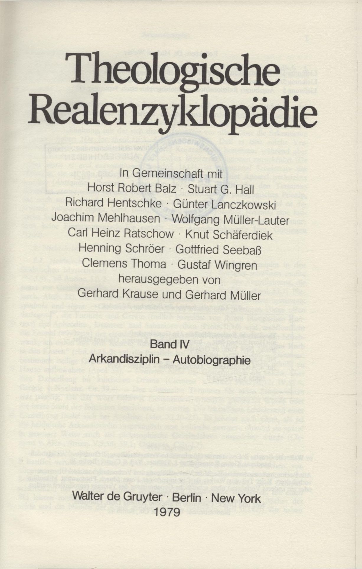 Theologische Realenzyklopädie (TRE) Band 4 - Müller, Gerhard