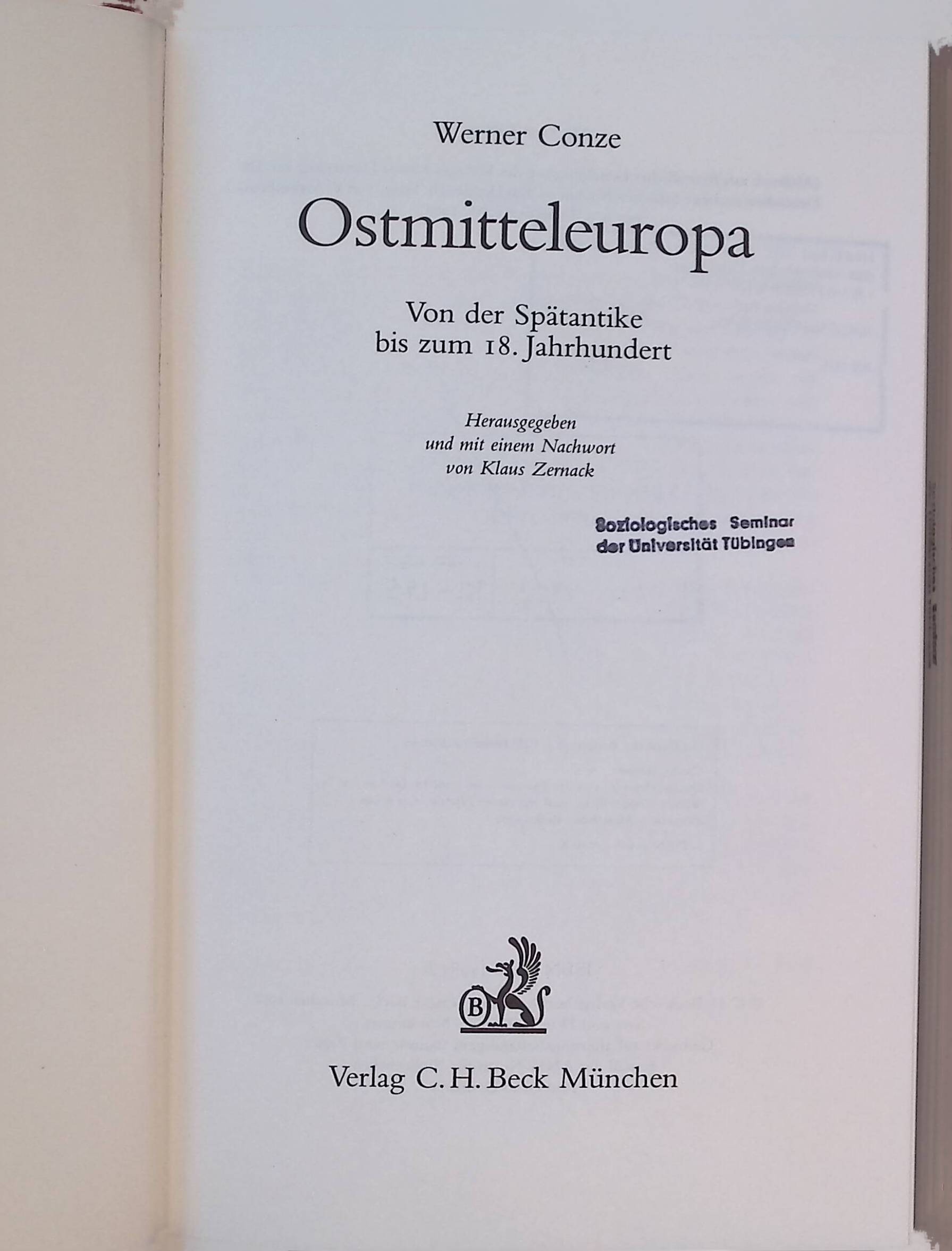 Ostmitteleuropa von der Spätantike bis zum 18. Jahrhundert. - Conze, Werner