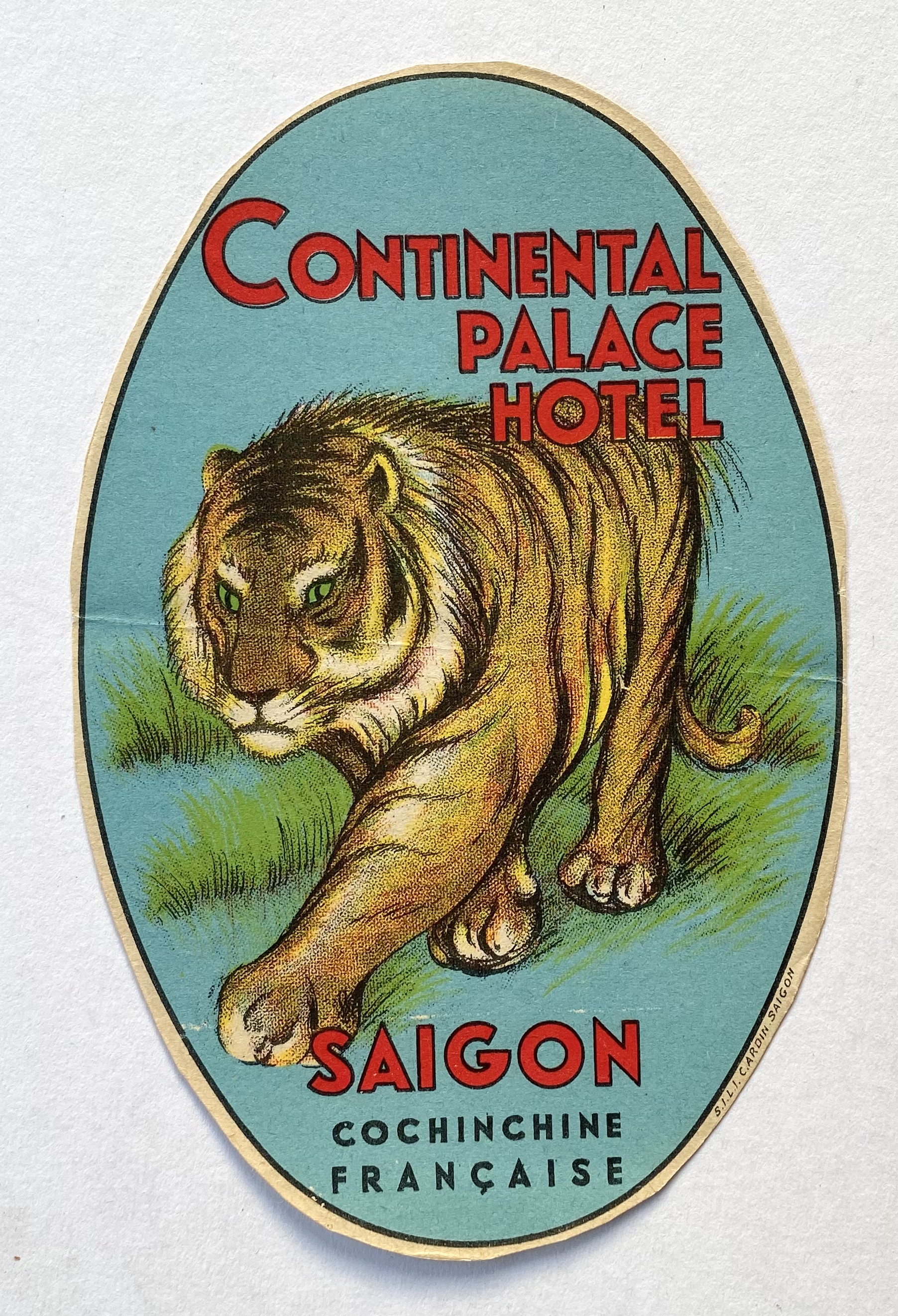 Original Vintage Luggage Label - Continental Palace Hotel Saigon [Near Fine]