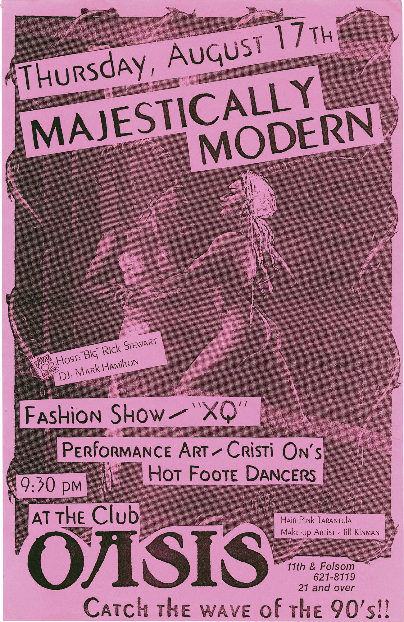 Original "Majestically Modern" poster for a performance and fashion show at Club Oasis, San Francisco, 1989 [Fashion] [San Francisco] [Dance] [ ] [Ha