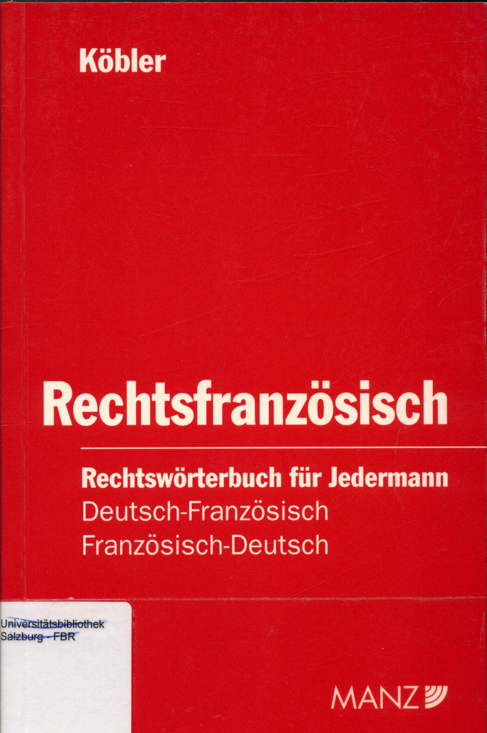 Rechtsfranzösisch - Köbler, Gerhard und Peter Winkler