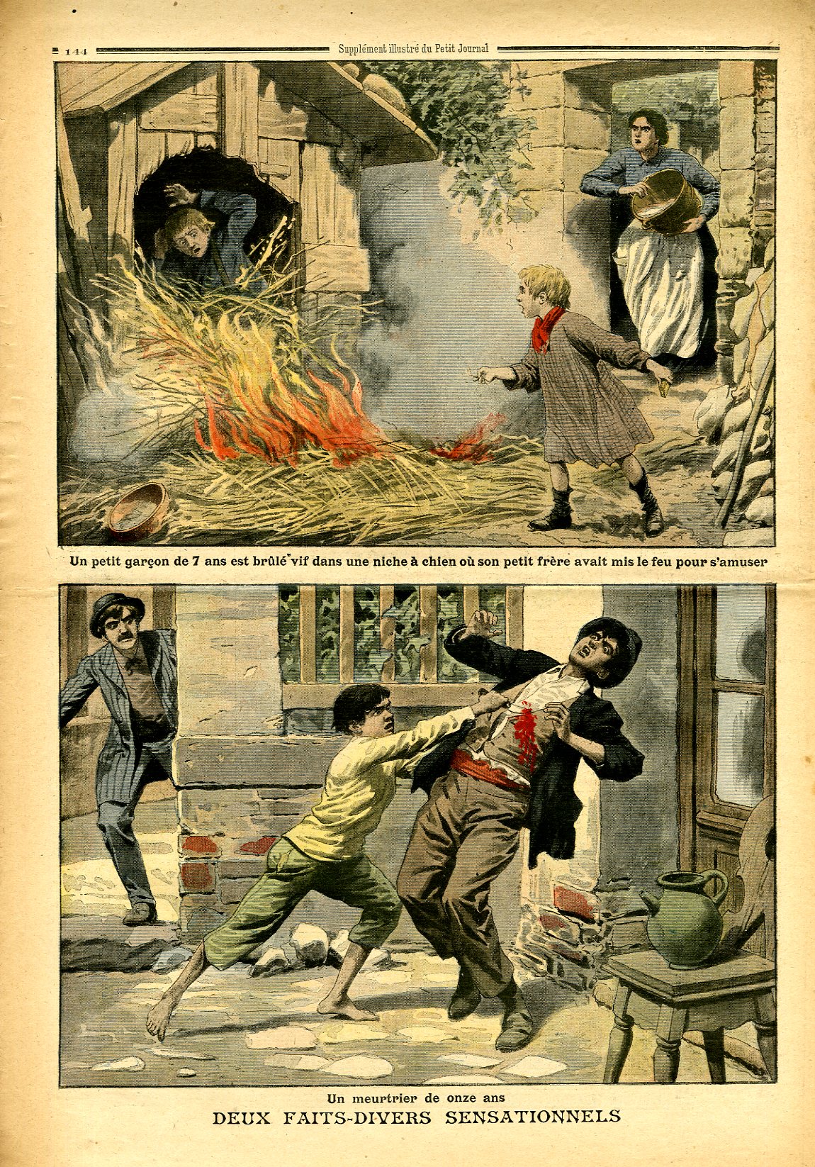 "LE PETIT JOURNAL N°911 du 3/5/1908" Une femme, revolver au poing, se débarrasse de deux bandits / DEUX FAITS-DIVERS SENSATIONNELS : Un petit garçon