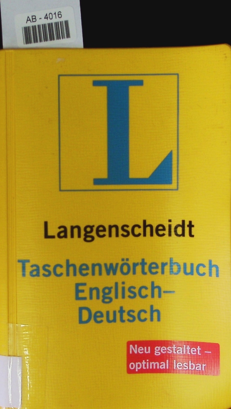 Langenscheidt Taschenwörterbuch Englisch-Deutsch. - Unknown Author