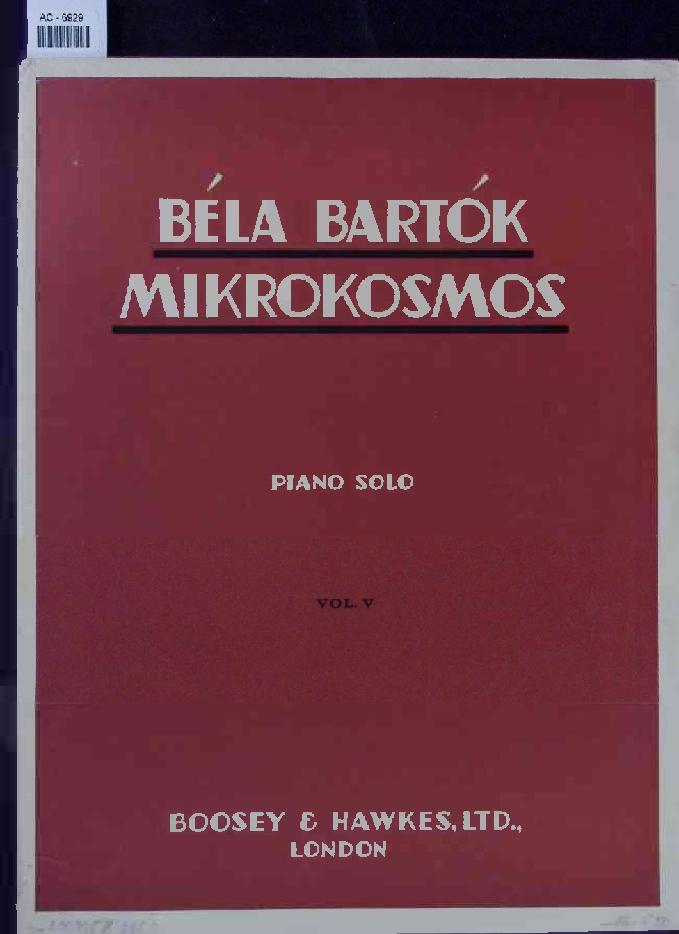 Bela Bartok. Mikrokosmos. Progressive piano pieces. Vol. 5, piano solo - Bartok, Bela