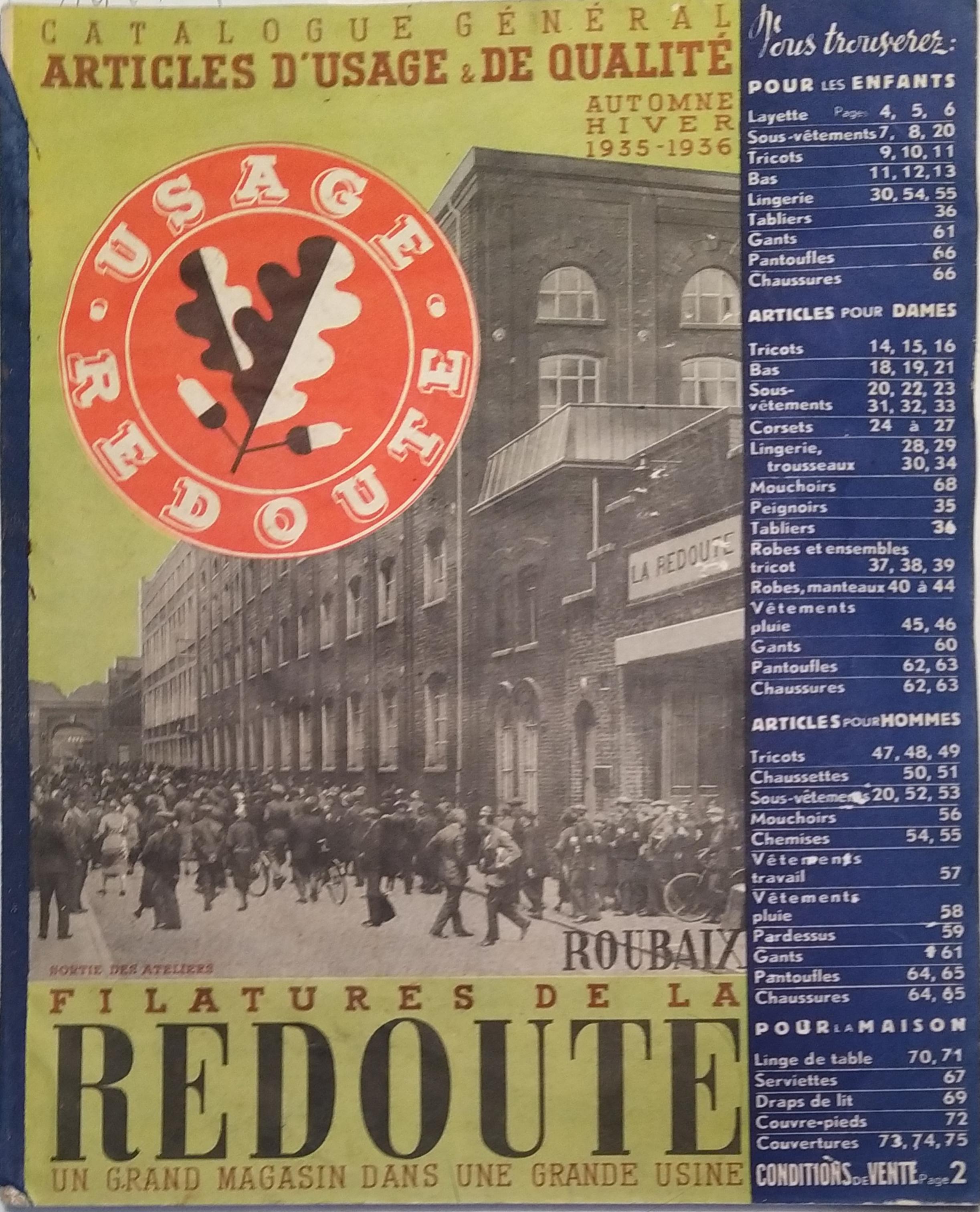Filatures de la Redoute. Catalogue général. Articles d'usage et de qualité. Automne-Hiver 1935-1936. LA REDOUTE 1935-1936 [ ] [Couverture souple]