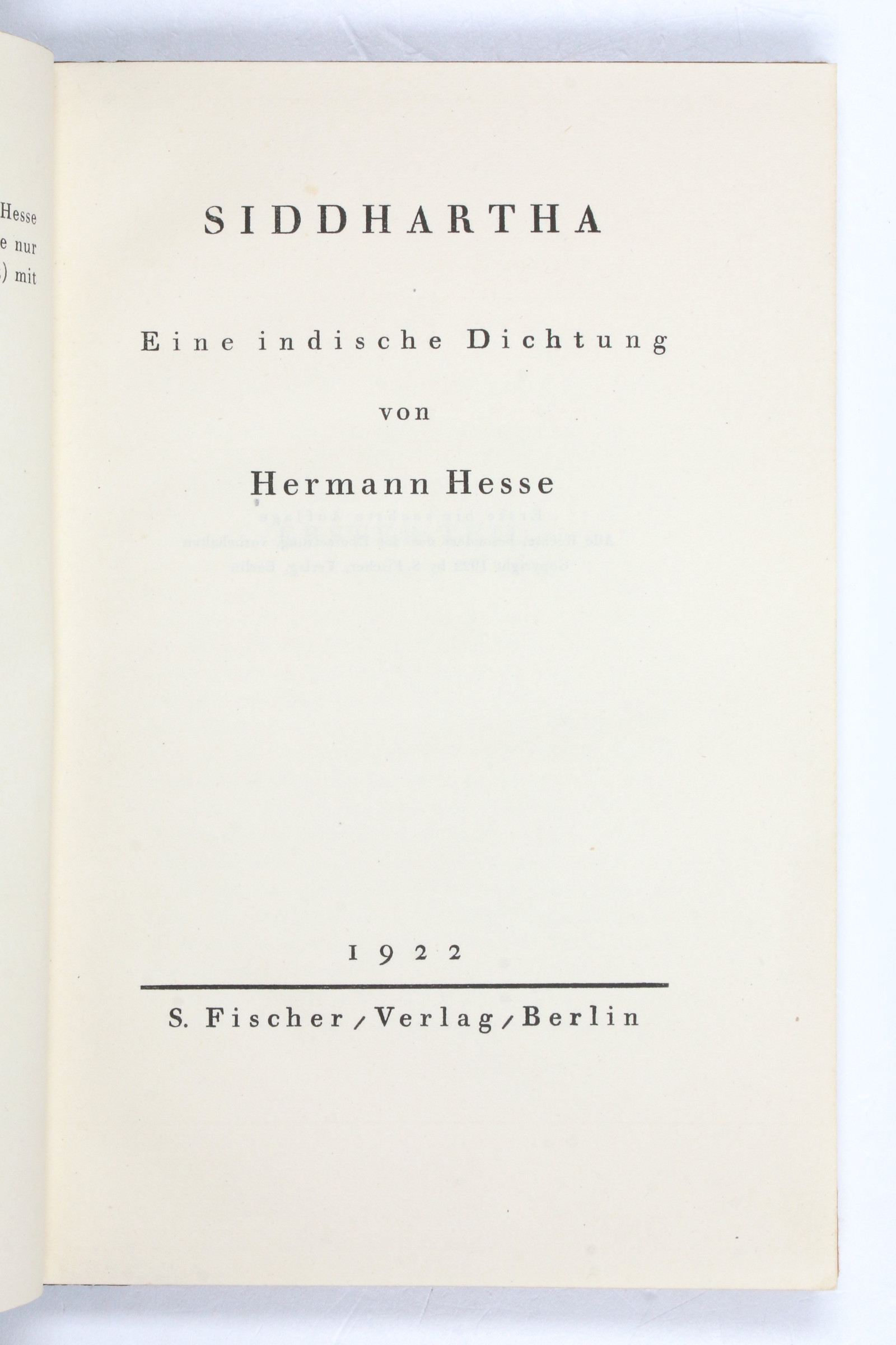 Siddhartha. Eine indische Dichtung. - Hesse, Hermann.