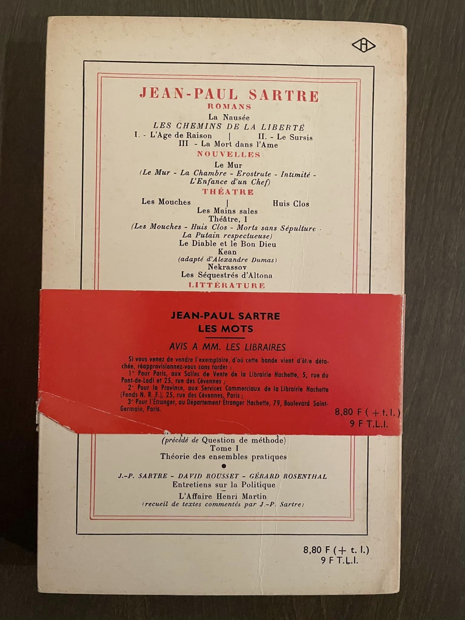Les Mots by SARTRE, Jean-Paul: Near Fine Soft cover (1964