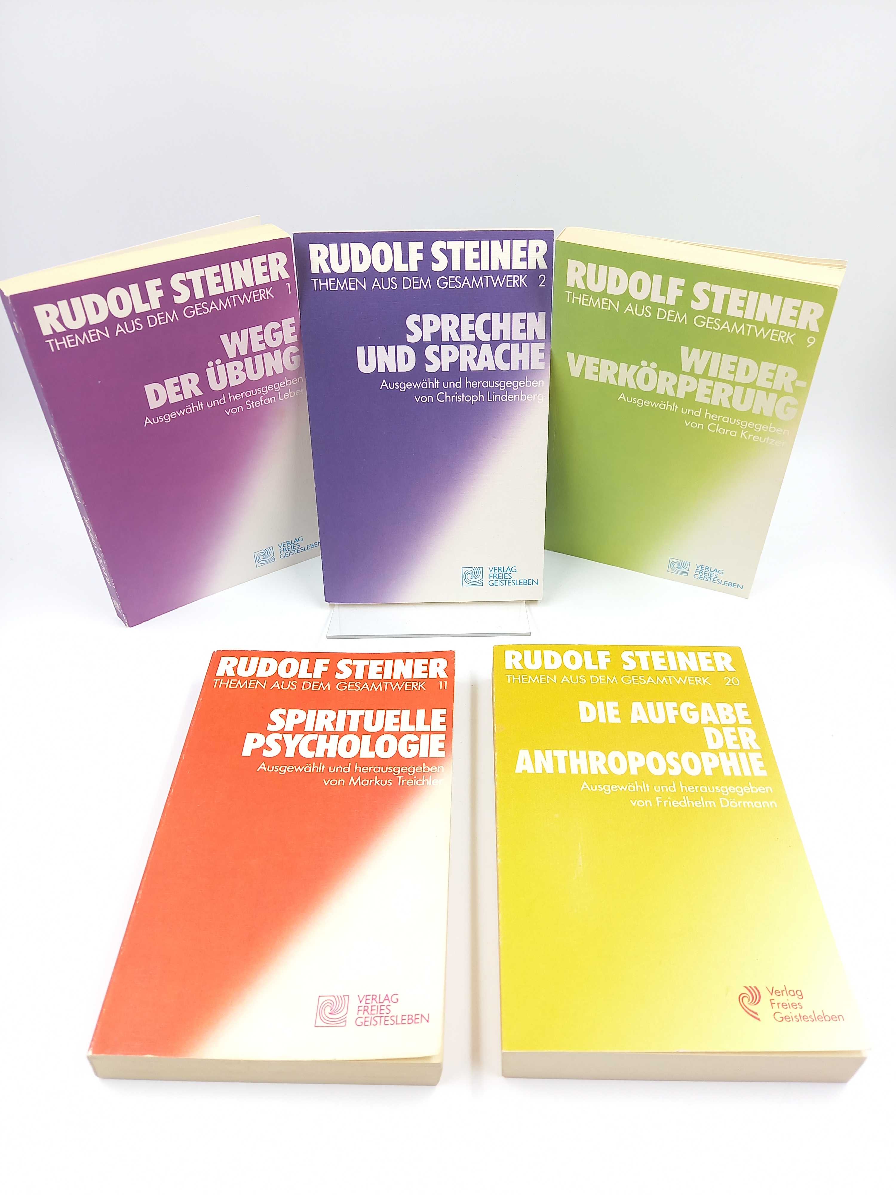 Wege der Übung (Hg. Stefan Leber) / Sprechen und Sprache (Hg. Christoph Lindenberg) / Wiederverkörperung (Hg. Clara Kreutzer) / Spirituelle Psychologie (Hg. Markus Treichler) / Die Aufgabe der Anthroposophie (Hg. Friedhelm Dörmann). 5 Bände der Reihe »Themen aus dem Gesamtwerk« - Steiner, Rudolf