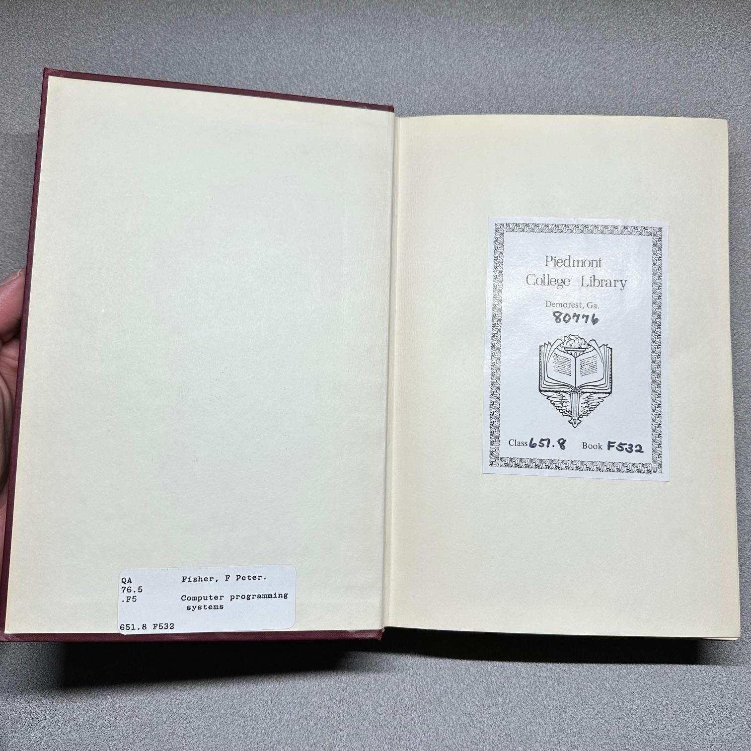 Computer Programming Systems by F. Peter Fisher, George F. Swindle ...