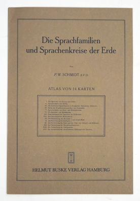 Die Sprachfamilien und Sprachenkreise der Erde. Atlas.[ohne Textbd.]. Atlas von 14 Karten. - Schmidt, Wilhelm