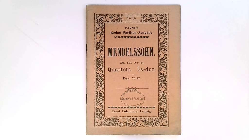 String Quartet in E flat major Op.44 No.3. - Felix Mendelssohn