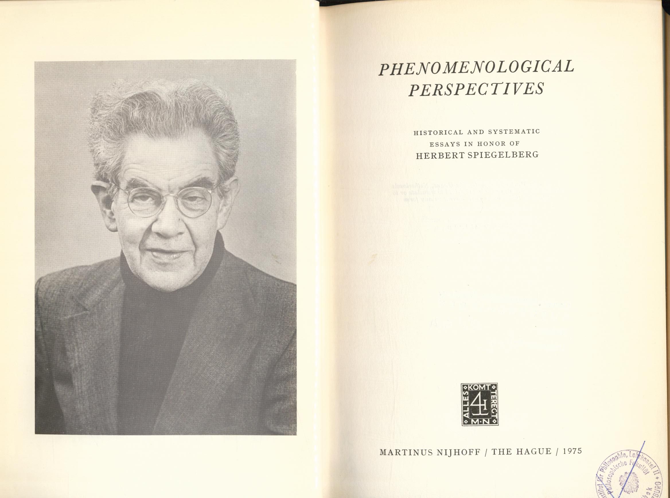 Phenomenological Perspectives - Bossert, P. J.