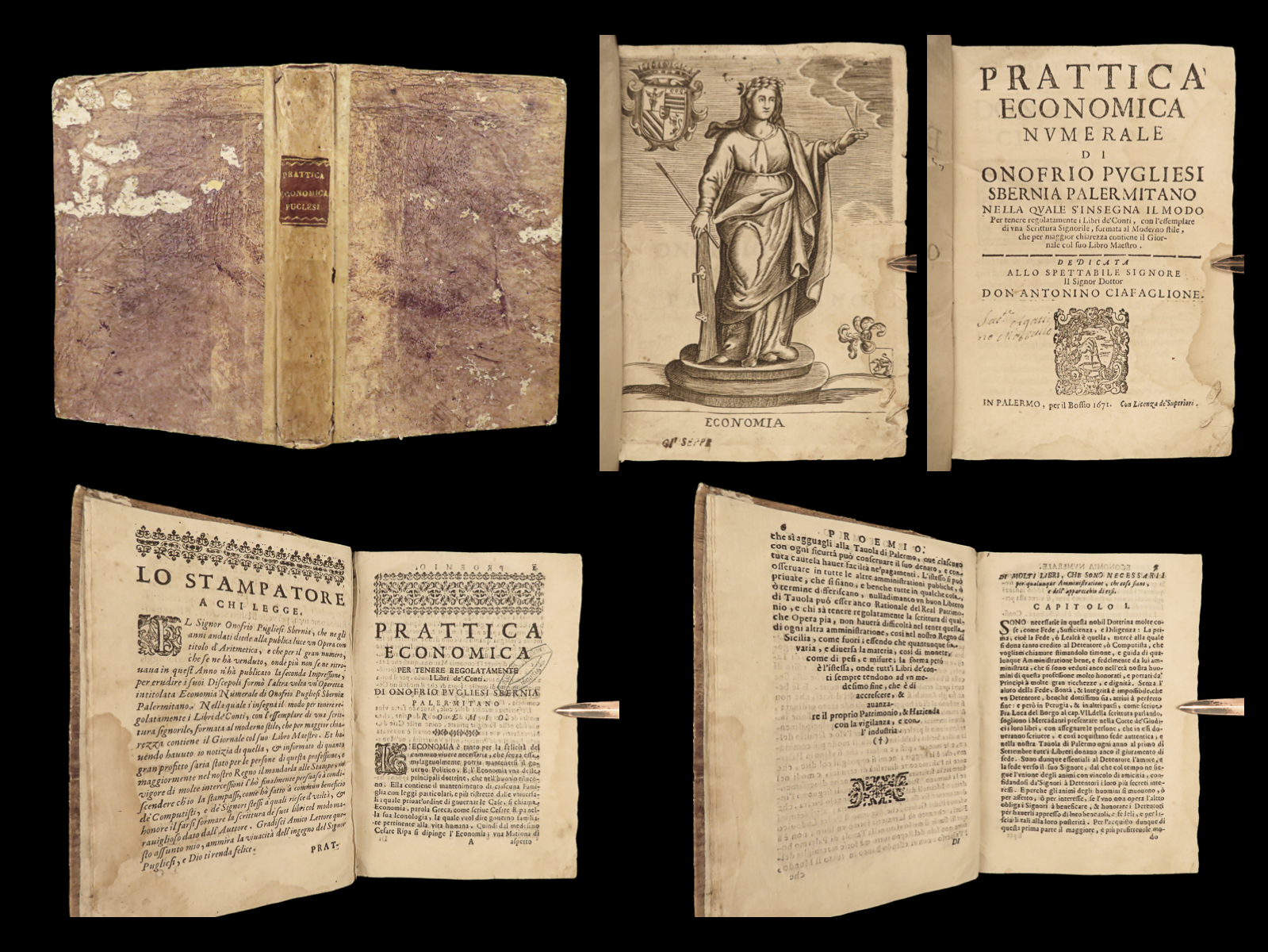 Prattica economica numerale di Onofrio Pugliesi Sbernia palermitano nella quale s'insegna il modo per tenere regolarmente i libri de'conti PUGLISI, O