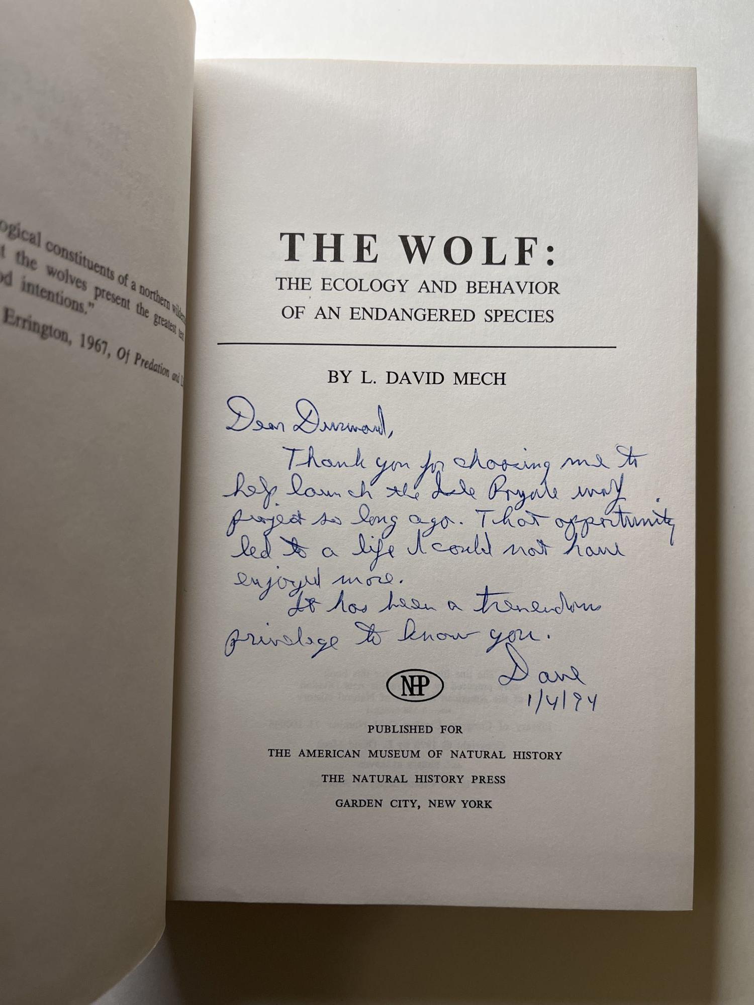 The Wolf: The Ecology and Behavior of an Endangered Species