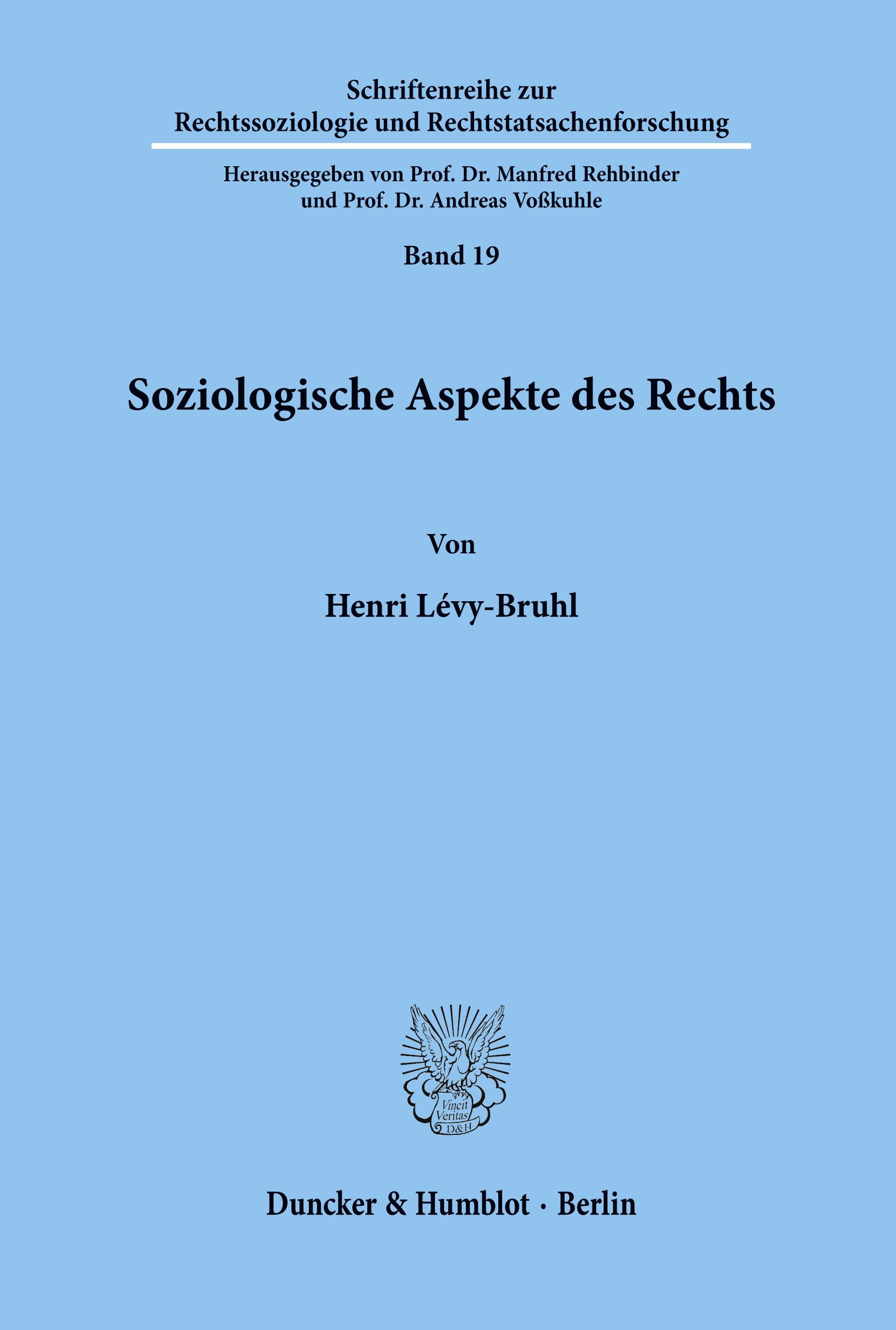 Soziologische Aspekte des Rechts. - Henri Lévy-Bruhl